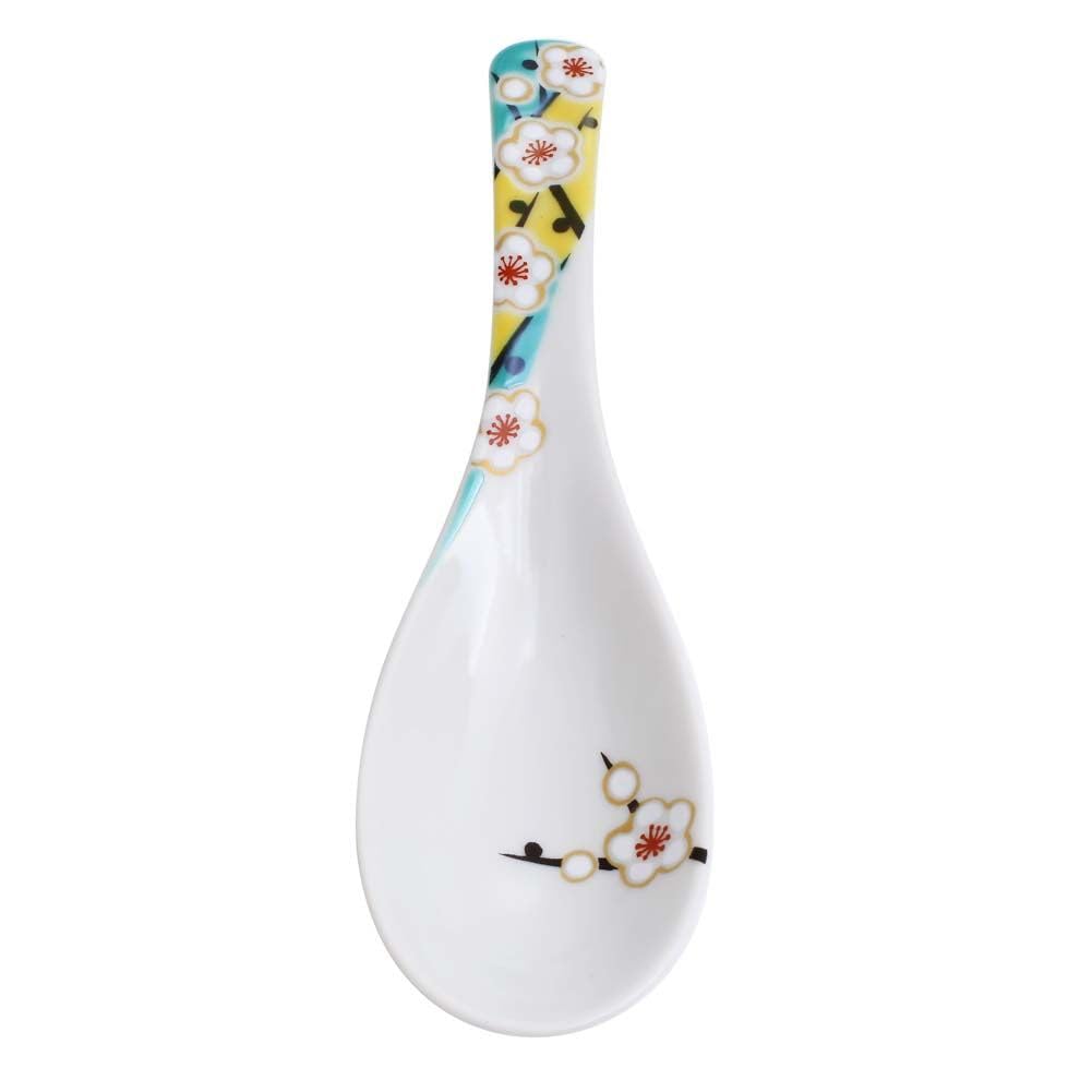 Kutani traditional plum blossom wedding favor Japanese-made ware/Kutani Gosai/Hokuriku craft/Cute spoon/ladle, design, 14cm,