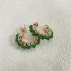 Green chalcedony gold-encrusted diamond ring-style earrings ear studs High-quality Jewelry Gifts for Daily Wear  Not Limited To Handmade