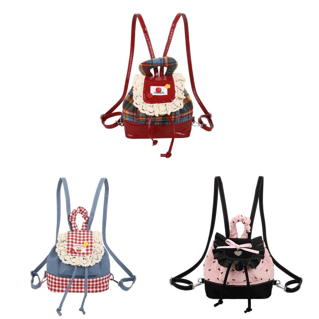 Classic Vintage Plaid Backpack For Students With Pu Material And Adjustable Shoulder Straps