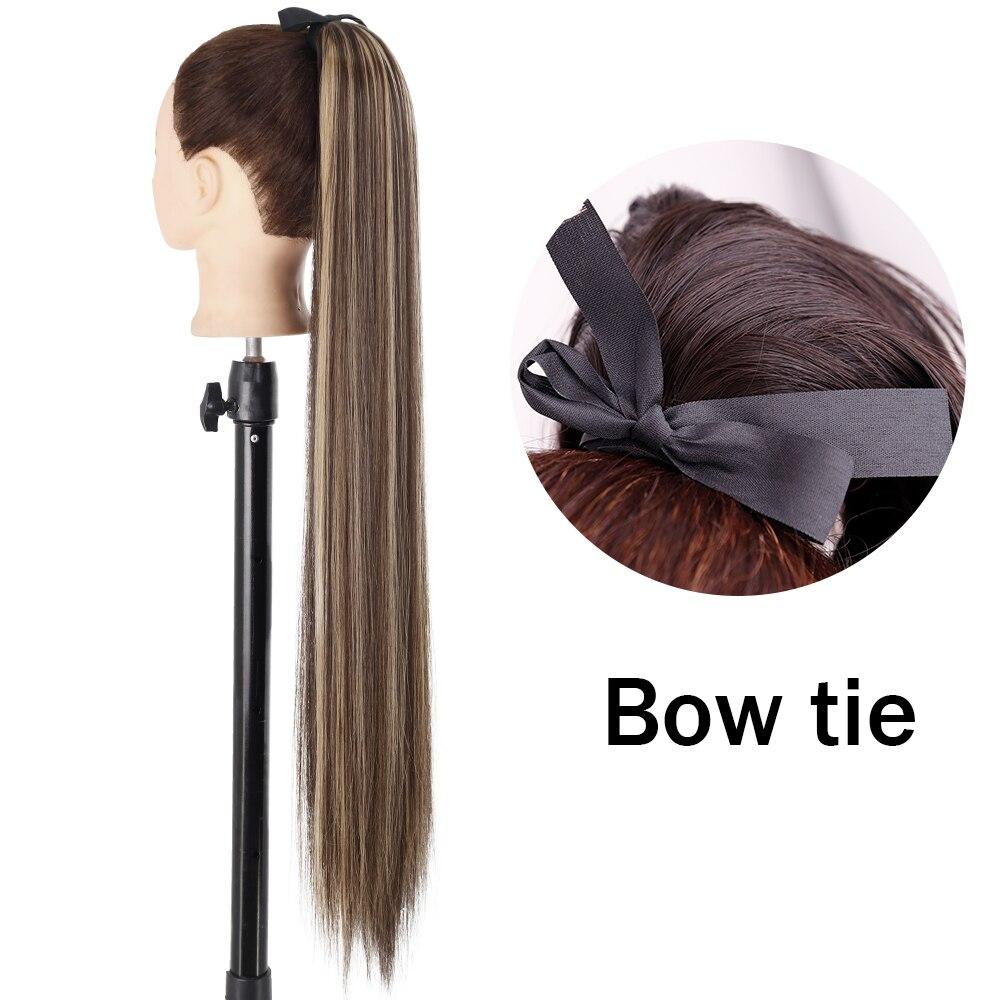XINRAN Peluca de Cola de Caballo Recta Super Larga para Mujer Colorida Lazo Velcro Extensiones de Cabello Sintético Resistente al Calor Cola de Caballo