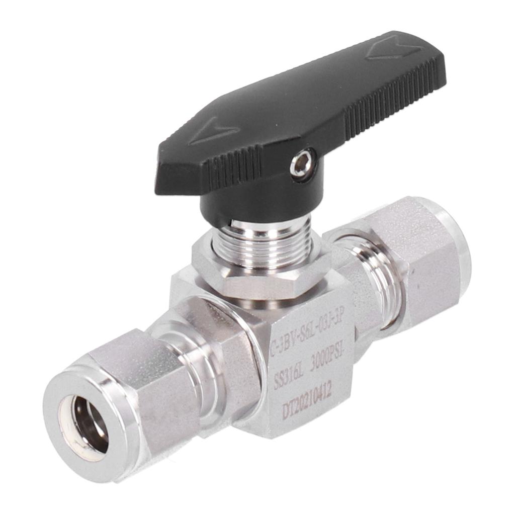 Ball Valve Straight Through 3 8in Thread Fluid Control Stainless Steel Pipe Fitting with Handle