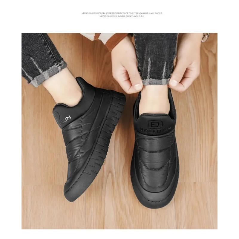 2023 New Men's Winter Snow Boots Thick Sole Non Slip Plush Warm Cotton Shoes Slip-On Flat Sole Elderly Casual Snow Shoes