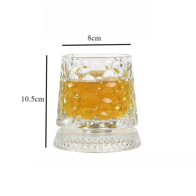 

260ml Creative Rotating Whiskey Glass Foreign Wine Cup Exquisite Tumbler Cup with Base Party Cocktail Glass Wine Glass Bar Tools 260ml