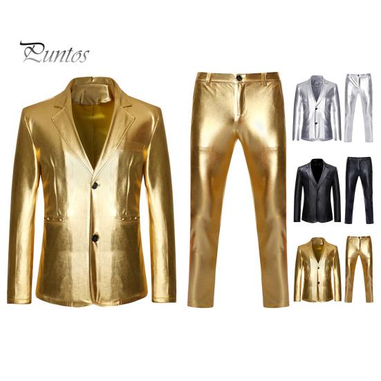 2 Teile/satz Männer Anzug Mantel Hosen Set Revers Langarm Einreiher Anzug Jacke Lange Hosen Set Goldene Prägung Business Anzug