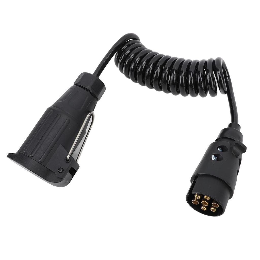 12V  7 Pin To 13 Pin Trailer Adapter 2m Length Coiled Trailer Socket Wiring Connector for RV Caravan Boat Black
