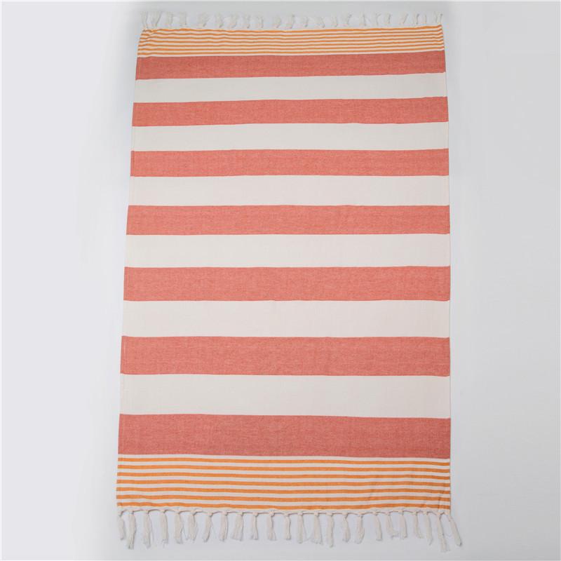 Turkey Striped Cotton Tassel Beach Towel for Adults