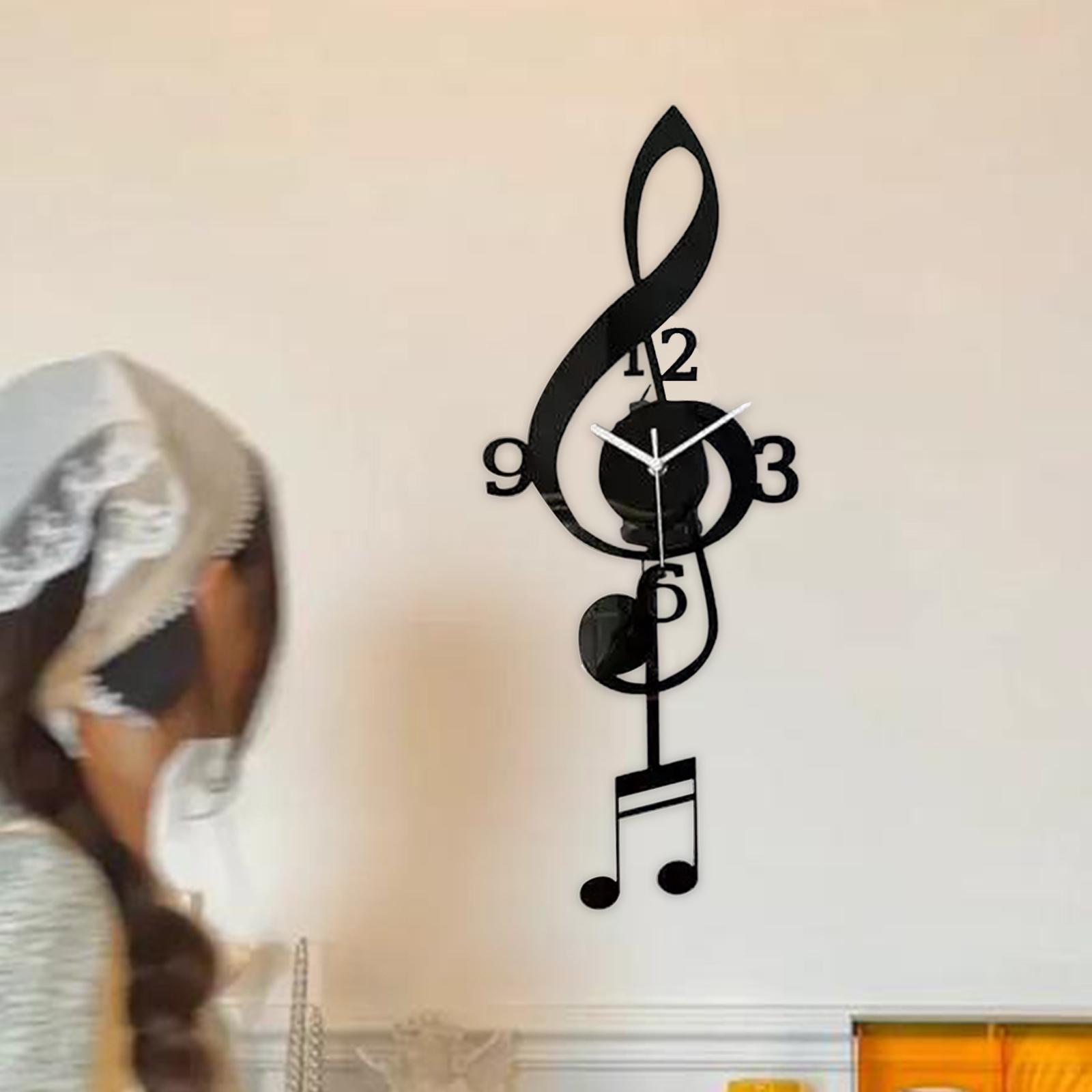 

Настінні годинники Музична нота Подарунок Акрил Арабські цифри Музична нота Арт Тихий Без цокання для Дитячої Кімнати Спальні Кухні Школи Офісу чорний