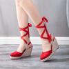 Shoes Women Summer High Heel Platform Wedges Sandals Ankle Buckle Strap Closed Toe Comfortable Casual Shoe