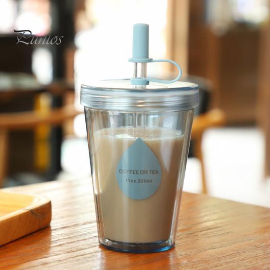 Insulated Style Water Bottle for School Drinking Straw Cup, Portable Leak-proof PC Bottle, Durable Reusable Cup Milk Tea Anti-fall Students And Office