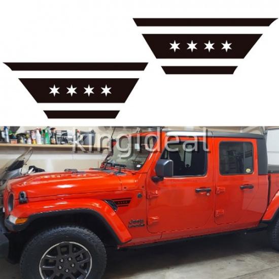 2× Black Flag Leaf Fender Sticker Trim For Jeep Wrangler JL/JT Gladiator 2018-25