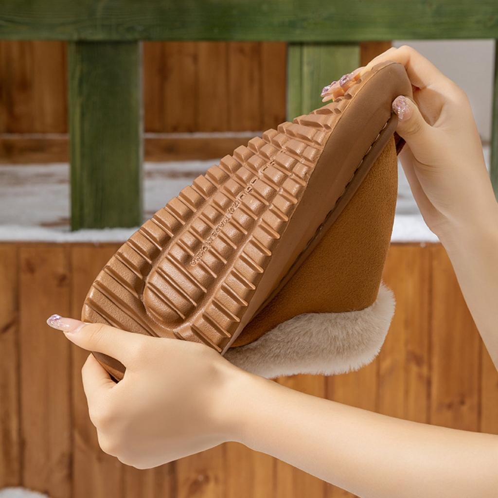 Borsa Cartone Animato Testa di Orso con Pantofole di Cotone da Donna In Autunno e Inverno, Da Interno con Scarpe Calde di Peluche per Indossare All'Aperto, Stivali da Neve di Peluche da Coppia