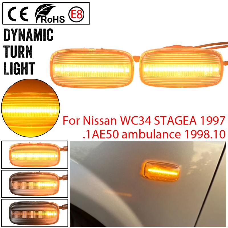 2pieces Led Dynamic Side Marker Turn Signal Light For Nissan AE50 Ambulance AWC34 STAGEA FGY33 CIMA P11 P11E R11 Presea