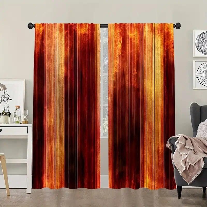 

Modern Orange Pattern Printed Curtains, Pole Bag Curtains 42*84, Bedroom And Living Room, Home Decoration, Room Decoration 14Wx39L(35x100CM)x2&Rod Pocket