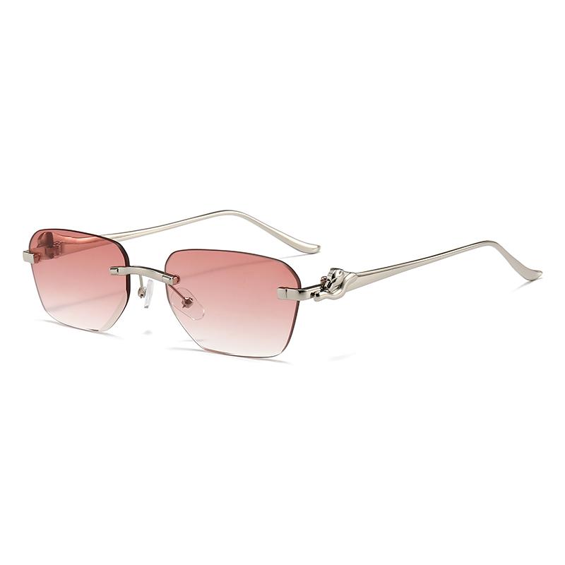Xiaomi Women Rimless Rectangle Sunglasses UV400 Silver Alloy Temples Multi Color Gradient Fashion Daily Shades