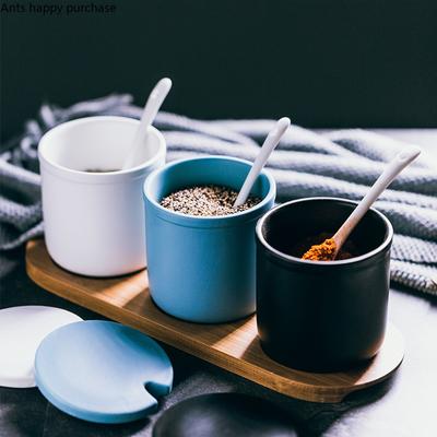 Set de trei piese din ceramică pentru condimente, recipient pentru condimente, solniță, cutie de condimente, cutie de condimente, borcan de condimente