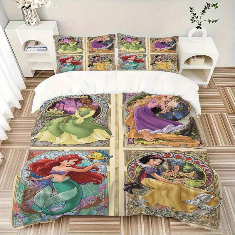 3pcs The Little Mermaid Ariel & Friends Bedding Set Includes Quilt Cover and Pillowcases, Suitable for All Seasons B094