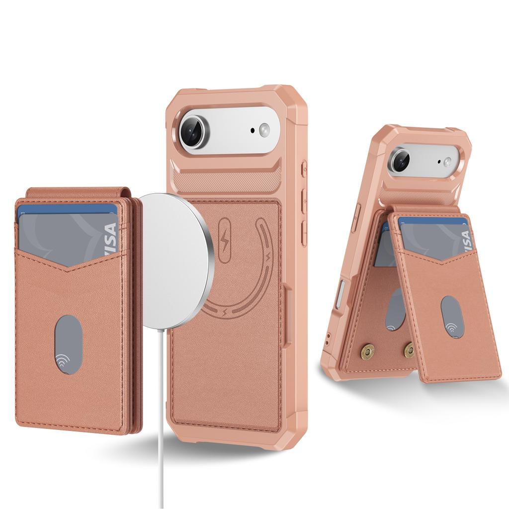 For iPhone Air Magnetic Case Detachable Card Slot Kickstand Leather + TPU Phone Cover