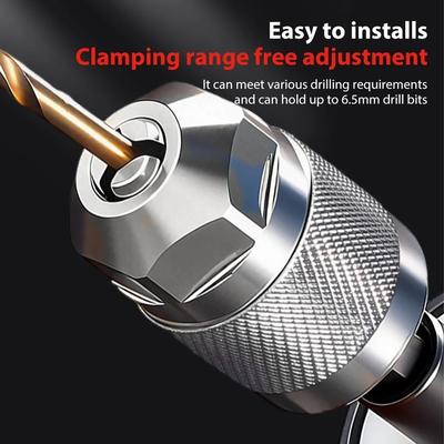 New Self-Tightening Drill Chuck Adapter 1.5-6.5mm Hexagonal Handle Quick Change Chuck 1/4 Inch Hex Shank 3-Jaw Chuck Woodworking