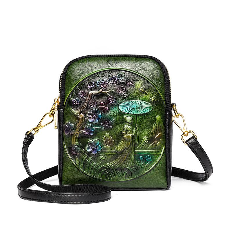 

Handmade artisan crafted double textured crossbody bag large capacity soft oriental chic, everyday styling versatility