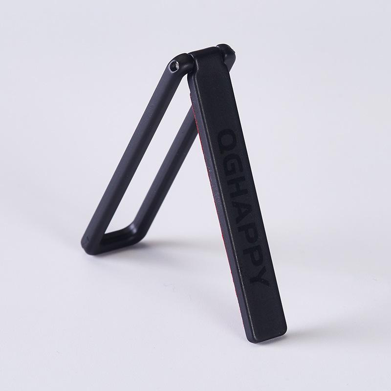 QGHAPPY Ultra-Thin Foldable Metal Finger Ring Stand with Invisible Back Sticker, Wireless Charging Compatible Standard чёрный