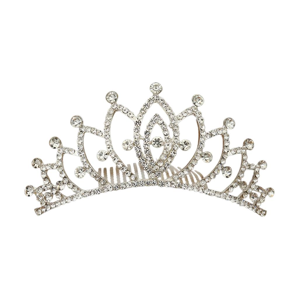 Bridal Hair Comb with Crown Decor Shiny Rhinestone Elegant Hair Comb Barrette for Woman Hair Decorative Use