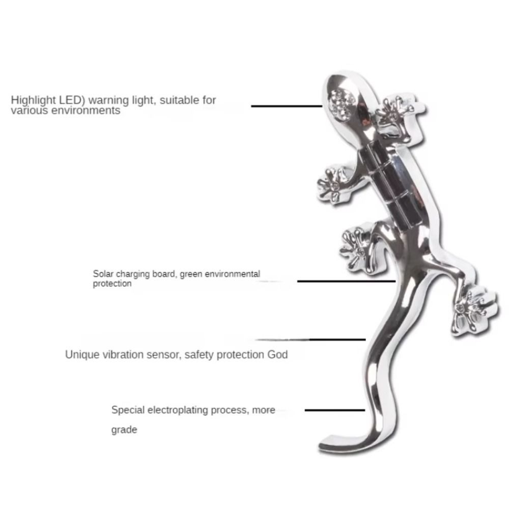 ABS Material Led Car Lamp Waterproof Solar Warning Light Gecko Sticker  Motorcycle Use
