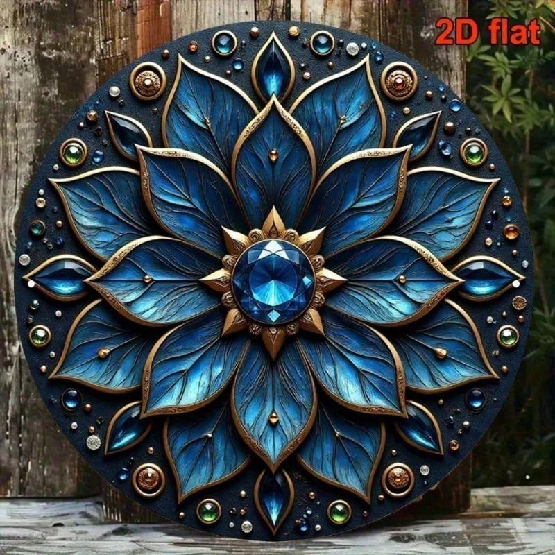 Metal Wall Art Mandala Sapphire Vintage Poster Living Room Decor