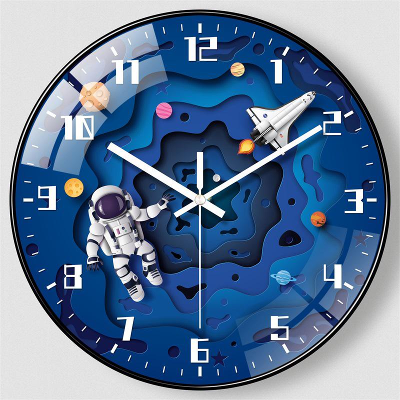 25cm Space Walk Retro Wall Clock - Creative Living Room Quartz Design