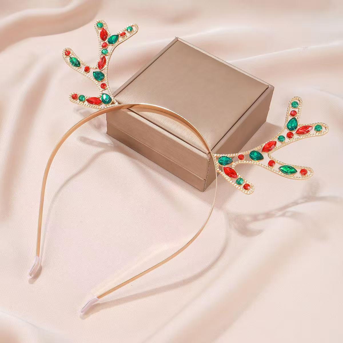 

Рождественский ободок с оленьими рогами, модная заколка для волос из сплава для женщин золотой