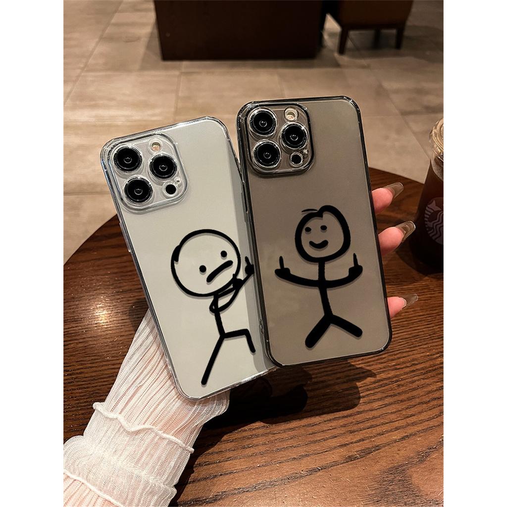 Unny Meme Stick Figure TPU Phone Case For IPhone 15 14 13 12 11 Pro Max X XR XS 8 7 Plus, Clear Shockproof Protective Cover