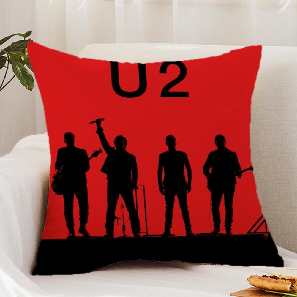Rock Band U-U2 Cushion Cover Premium Comfort Reversible Pillow Cover - Dual - Use Design for Home & Car