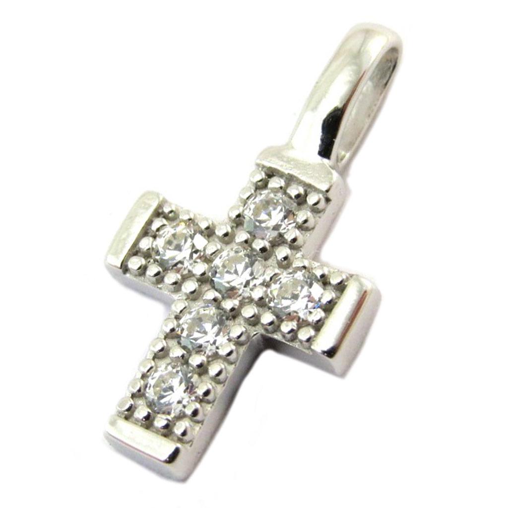 Altesse [P3385] - Pendentif argenté 'Croix Pureté' blanc argenté (rhodié) - 10x8 mm
