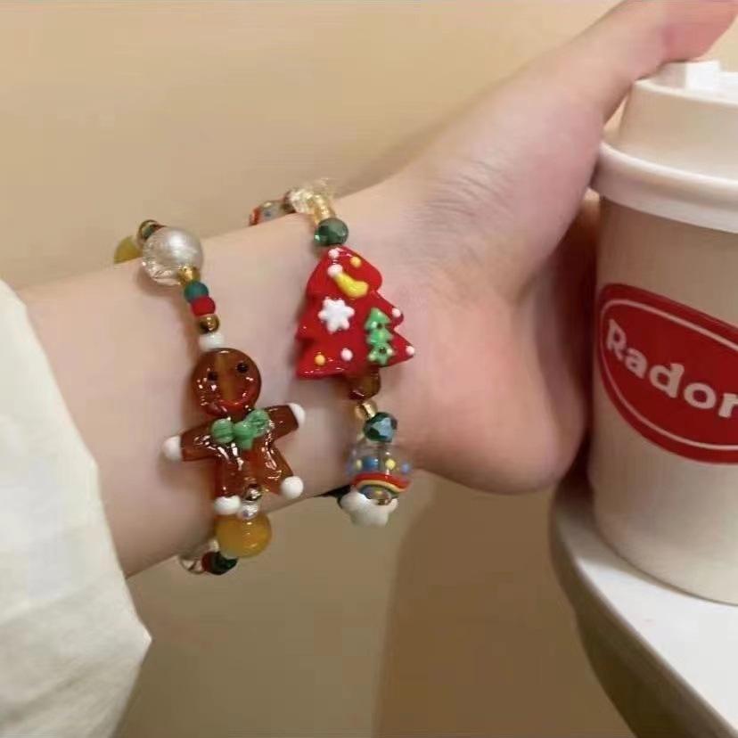 Bracelet de Noël en Pain d'Épices - Design Festif Bijou de Main