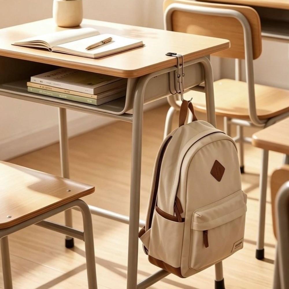 2Pcs Stainless Steel Desk Side Hook Adjustable School Bag Holder Cute Desk Bag Hook  Desk Side Use