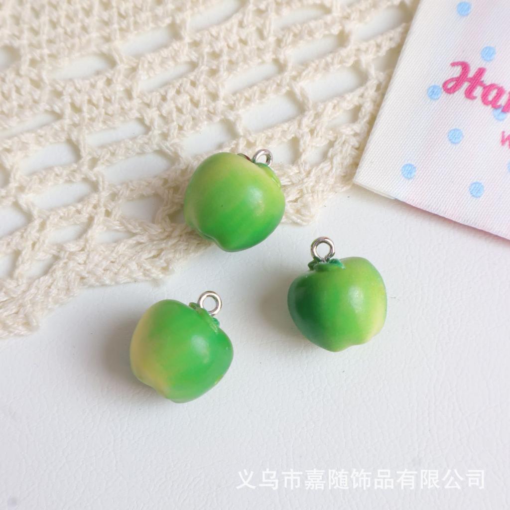 5Pcs Realistic Fruit Miniature 3D Apple Resin for Handmade DIY Bracelet Necklace Loose Bead Cute Girl Pendant Charm Accessories