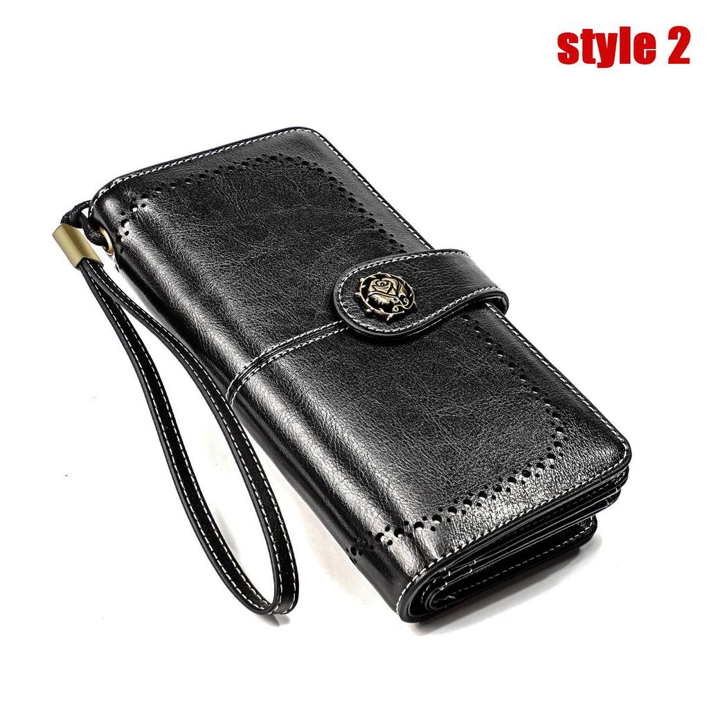 Vintage RFID Retro Genuine Leather Women's Long Clutch Wallet