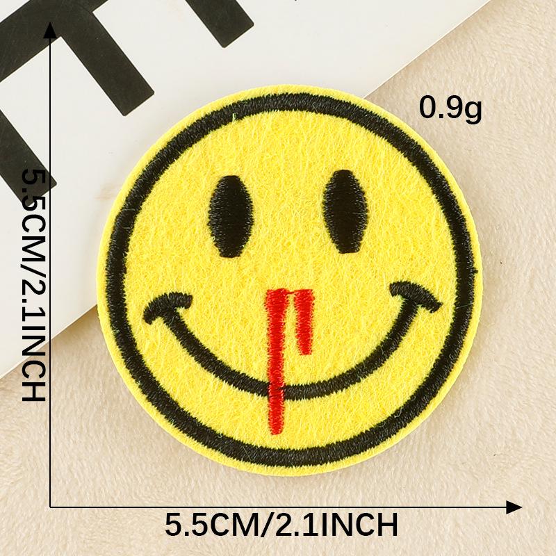 Patch Bordado de Rosto Sorridente de Desenho Animado para Chapéus, Bolsas e Roupas