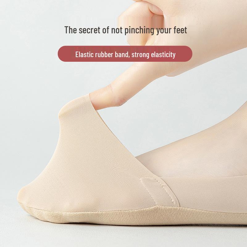 Ice Silk Women's No-Show Socks: Summer Thin, Anti-Slip, Cotton Bottom