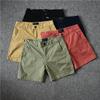 Men's Cotton Slim Fit Solid Color Three-Quarter Shorts - Trendy Summer Stretch Pants