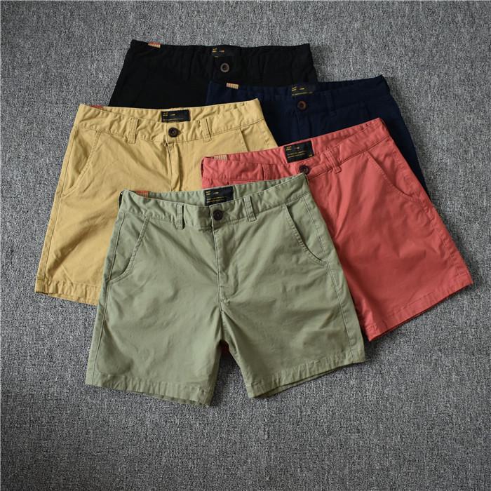 Men's Cotton Slim Fit Solid Color Three-Quarter Shorts - Trendy Summer Stretch Pants