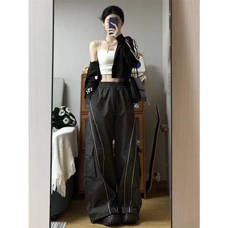

Women s Plus Size High Waist Retro Work Pants - Spring/Autumn, Loose Fit, Slimming, Wide-Leg for Pear-Shaped Bodies 3XL
