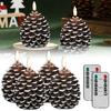 Pack of 2 LED Pine Cone Candle Pinecone Shaped Realistic Wax Candles LED Electronic Candle for Holiday Indoor Decoration
