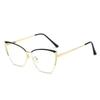 Fashion cat eye flat mirror trendy ultra-light glasses frame retro color-changing anti-blue glasses metal color-changing glasses