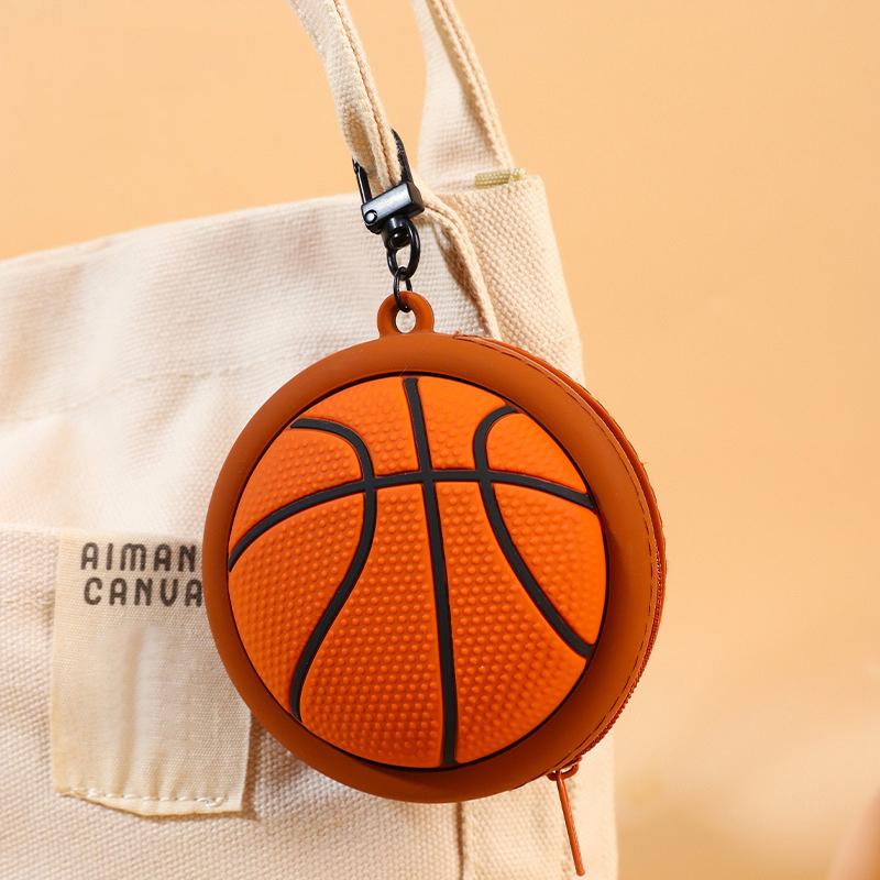 Creative Sports Series Mini Storage Bag Basketball Football Silicone Coin Purse Bag Pendant For Coin Key Storage Earphone Box