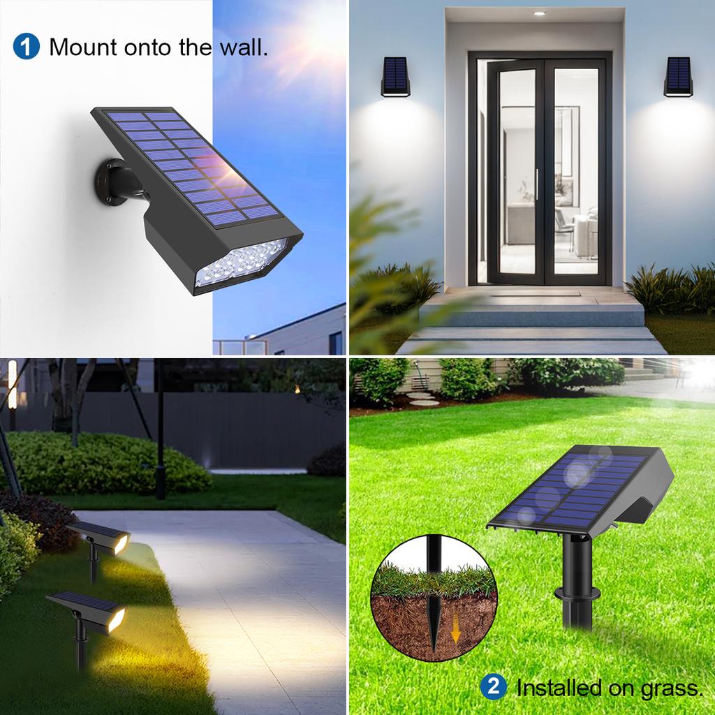 Waterproof Solar Rechargeable LED Spotlight Garden Outdoor Landscape Lawn Spike Light Yard Path Lane Footpath Night Lamp Decor