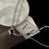 Asymmetrical Black Crystal Necklace Female Trend Design Ins Versatile Pendant Pendant Sweater Chain Jewelry