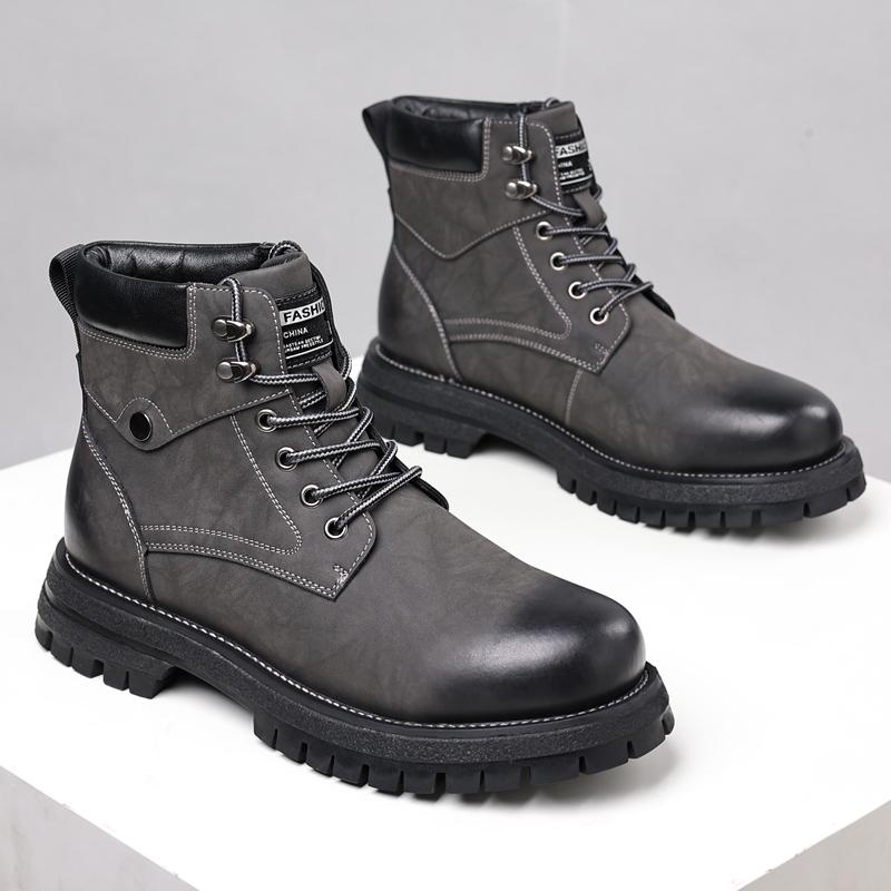 2025 New  Motocross Boots Lace Up Non-Slip Ankle Boots Winter Plush Snow Boots Botas Classic Mens High Top Outdoor Shoes