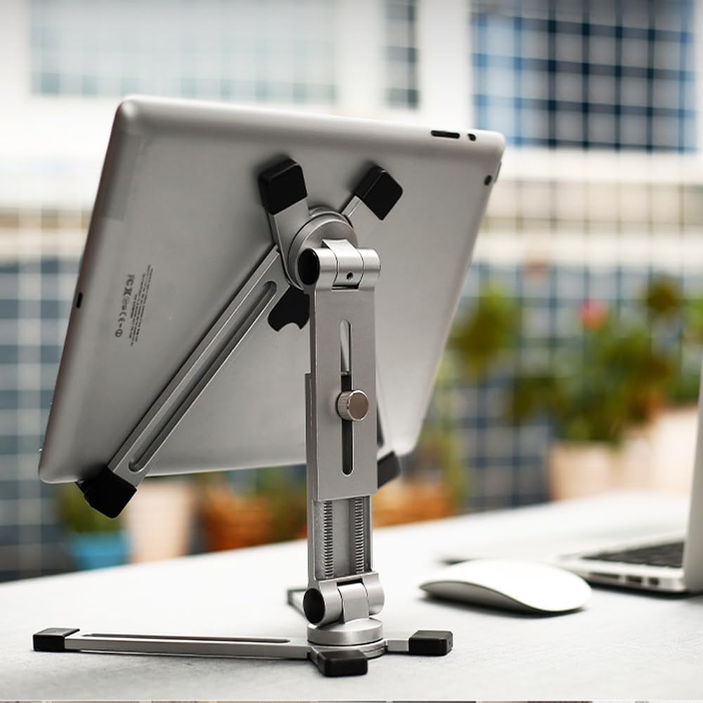 Aluminum Foldable Tablet Stand with Ergonomic Design for Posture Phone Desktop Stand for and Adjustable Height and Portable Stability, Non-Slip,