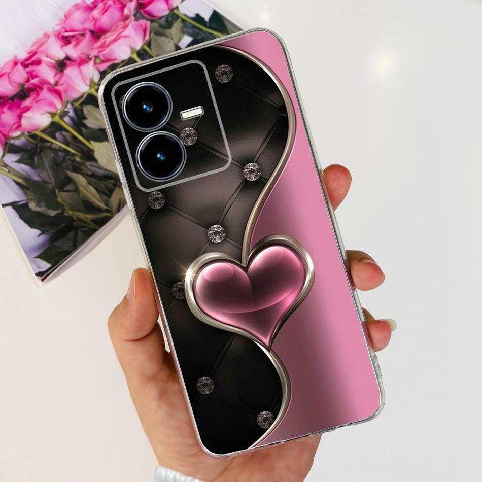 For Vivo Y22s Y22 Case VivoY22 Y 22 22S 4G 2022 V2206 V2207 Elegant Printing Soft Silicone Clear TPU Slim Phone Back Cover