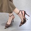 2025 New French Style Niche Design Sense Thin Heel Pointy Head After Empty Mouth Sexy Leopard Print Retro High Heels Women